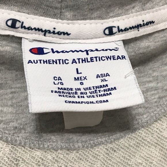 Champion Campus Grey French Terry Lined Sleeveless Hooded Cropped Vest Sz L NEW - Picture 13 of 15